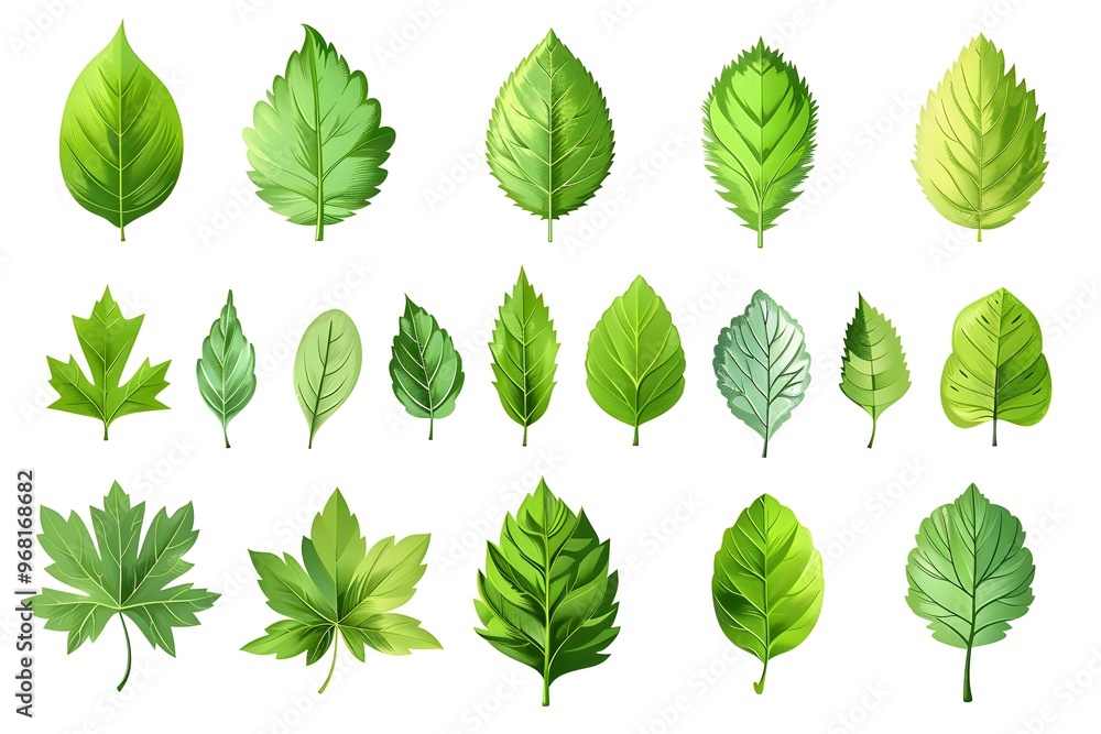 A Collection of Various Green Leaves Illustrating Nature's Diversity A Collection of Various Green Leaves Illustrating Nature's Diversity