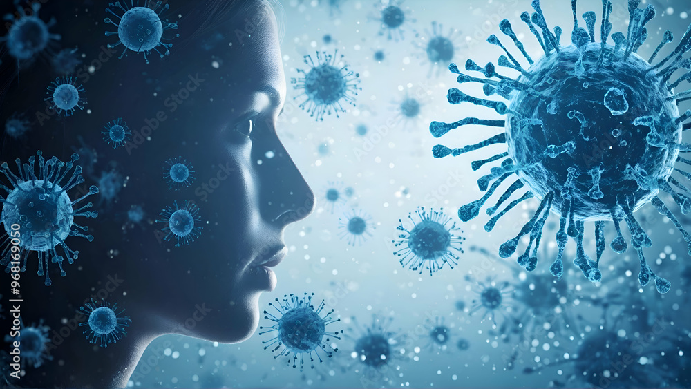 Immune system, protection against viruses and bacterias. Different shapes bacterias and virus cells Immune system, protection against viruses and bacterias. Different shapes bacterias and virus cells
