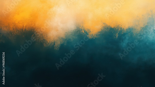 A blurry background, a digital painting, abstract illusionism, deep blue, dark gray, beige, and bright yellow, gradient and patterns wallpaper, grainy poster art, teal and tangerine