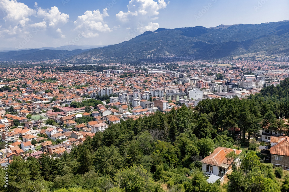 Fototapeta premium Aerial view of Ohrid old town from the Samoil's Fortress in Ohrid North Macedonia