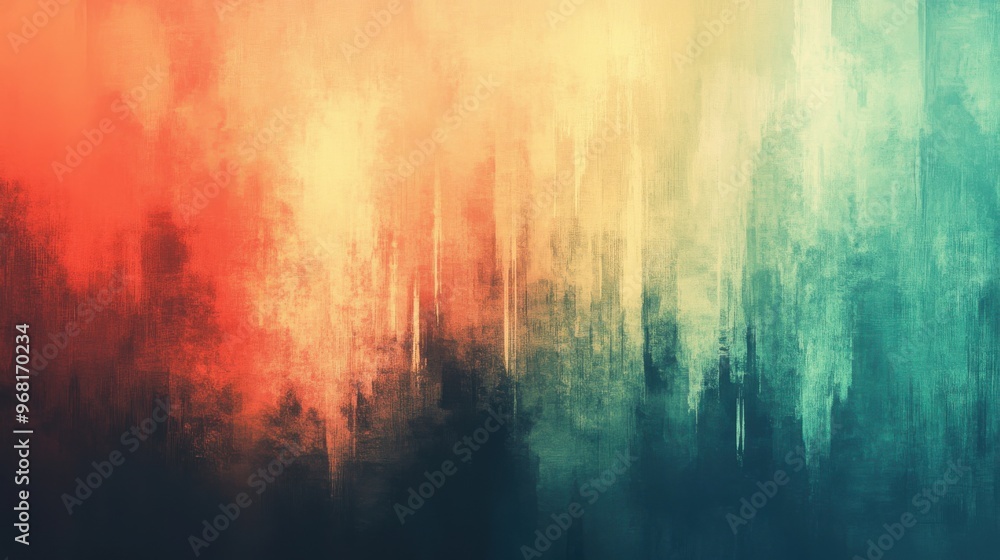 A blurry background, a digital painting, abstract illusionism, deep teal, dark gray, pale cream, and bright red, gradient and patterns wallpaper, grainy poster art, mint green and electric yellow A blurry background, a digital painting, abstract illusionism, deep teal, dark gray, pale cream, and bright red, gradient and patterns wallpaper, grainy poster art, mint green and electric yellow