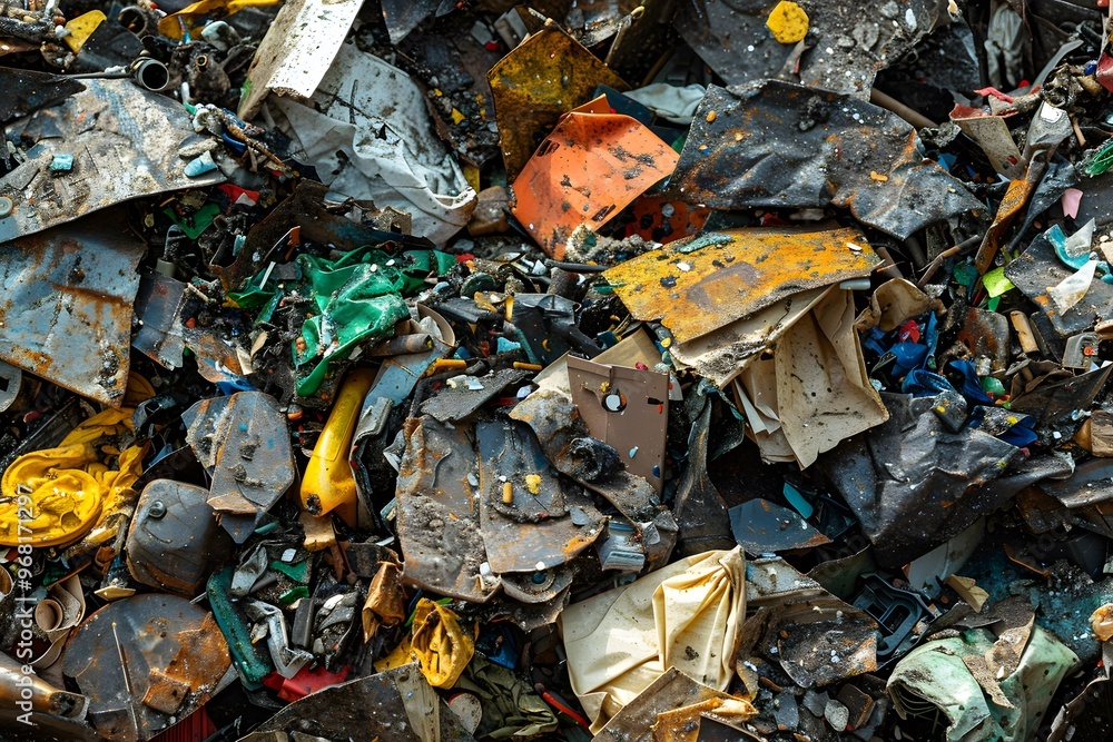 A Chaotic Mix of Scrap Materials and Waste in a Recycling Yard A Chaotic Mix of Scrap Materials and Waste in a Recycling Yard