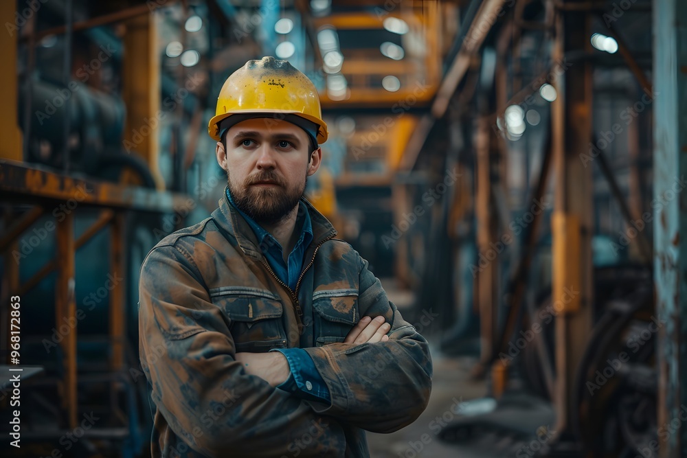 Determined Worker in Industrial Setting Determined Worker in Industrial Setting