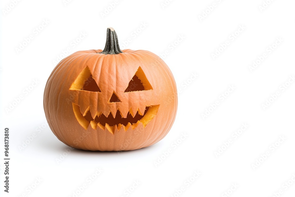 Minimalistic Halloween pumpkin jack-o'-lantern on white background. Perfect for Halloween-themed marketing, banners, or festive promotions with ample copyspace for text or branding.
Minimalistic Halloween pumpkin jack-o'-lantern on white background. Perfect for Halloween-themed marketing, banners, or festive promotions with ample copyspace for text or branding.