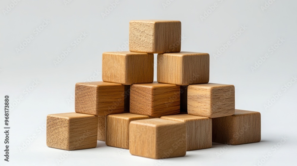 Wooden Blocks Stacked in a Pyramid Shape Wooden Blocks Stacked in a Pyramid Shape