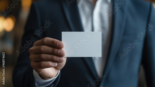 Businessman Holding Blank Card