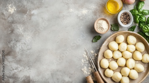 Potato Dumplings, Gnocchi, with Ingredients for Cooking