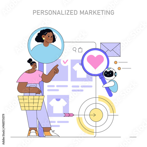 Artificial intelligence in business. Flat Vector Illustration
