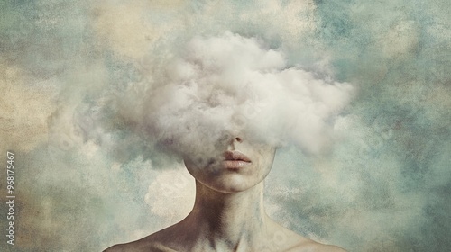 Wallpaper Mural Cloud-Masked Identity Mysterious Figure: A human form shrouded in mist, symbolizing mystery, enigma, or the unknown.suggesting spirituality, dreams, or fantasy. Torontodigital.ca