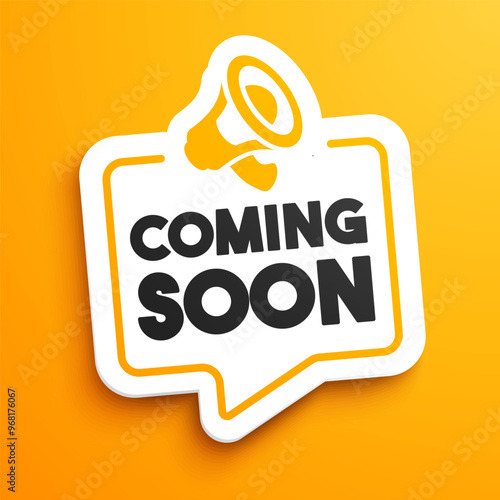 Coming Soon Speechbubble Advertising With Megaphone Icon