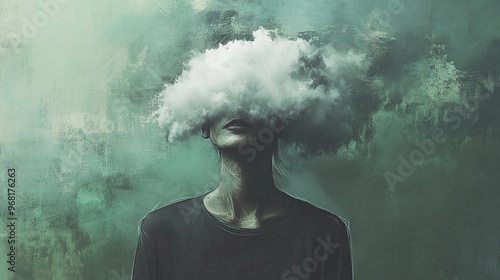 Wallpaper Mural Cloud-Masked Identity Mysterious Figure: A human form shrouded in mist, symbolizing mystery, enigma, or the unknown.suggesting spirituality, dreams, or fantasy. Torontodigital.ca