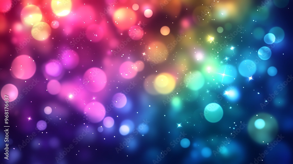 Rainbow bokeh soft light abstract background, illustration bokeh particles, Background decoration. Generative Ai Rainbow bokeh soft light abstract background, illustration bokeh particles, Background decoration. Generative Ai