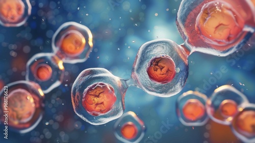 euglenoids undergoing the process of binary fission where a single cell divides into two identical daughter cells. photo