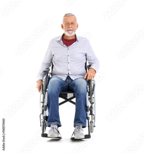 Senior man in wheelchair on...