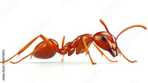 Detailed Illustration of a Red Fire Ant on White Background photo