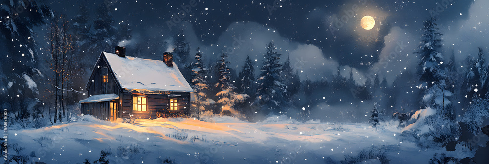 Manga Style Cozy Winter House – Christmas Scene in Anime Vibes Manga Style Cozy Winter House – Christmas Scene in Anime Vibes