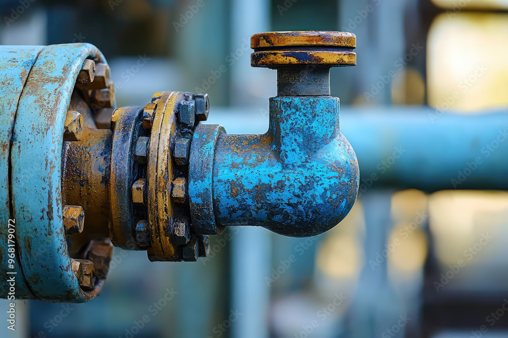 A close up of water pipe valve showcasing its intricate details and textures A close up of water pipe valve showcasing its intricate details and textures