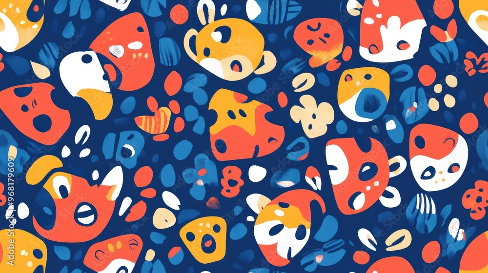 A repeated icon like ornament in a children s themed textile design A repeated icon like ornament in a children s themed textile design