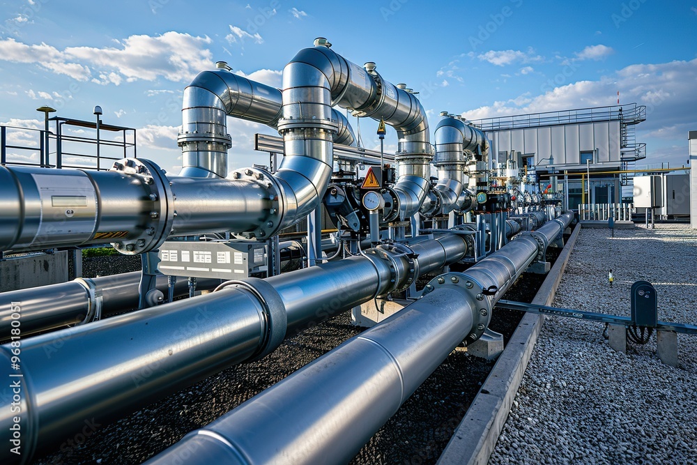 A long pipe is in the water, and the sky is blue, A long pipe is in the water, and the sky is blue,