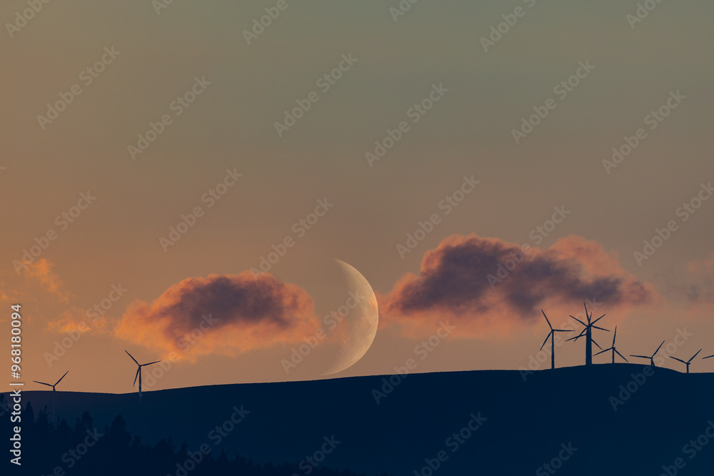 The crescent moon located in different environments over time!
