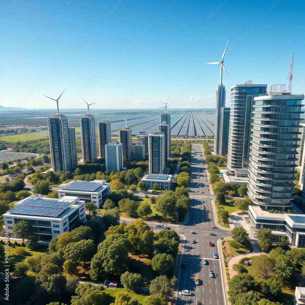 Obraz premium Futuristic Eco Friendly Cityscape