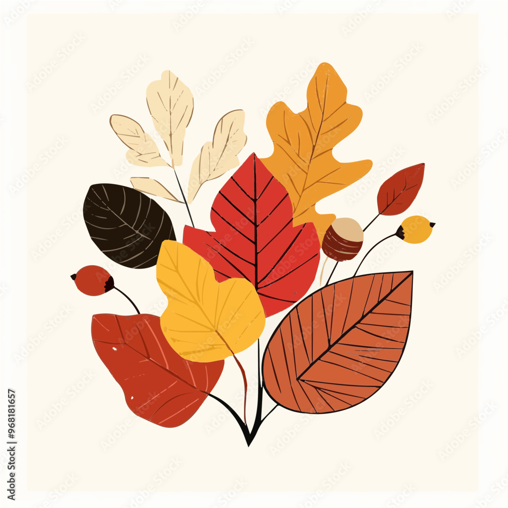 Minimalistic vector of autumn leaves in shades of red, orange, and yellow. Great for seasonal designs, pattern creation, and fall-themed projects. Minimalistic vector of autumn leaves in shades of red, orange, and yellow. Great for seasonal designs, pattern creation, and fall-themed projects.