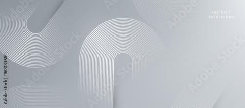 Circle lines arch abstract vector background. Minimal geometric circular grey pattern. Technology 3d medical design concept. Modern shiny rounded lines banner.