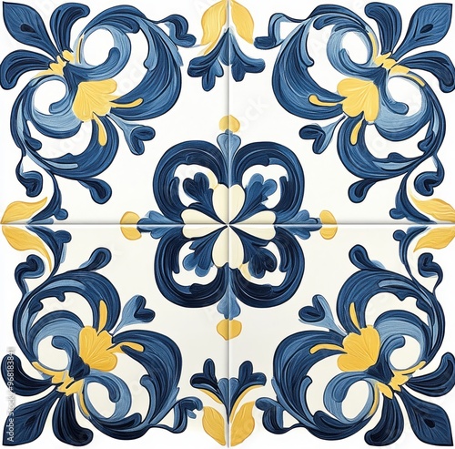 Classic Vietri tile from the Amalfi Coast, Italian, with lemons and decorations
