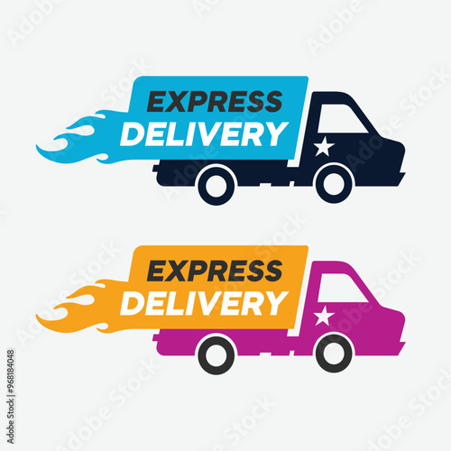 Vector illustration of express delivery, fast delivery, urgent delivery, and quick shipping icons. Ideal for logistics, shipping services, and delivery-related graphics