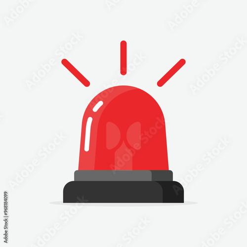 Flat style vector of an emergency alarm icon with an alert lamp. Perfect for police urgency signs, safety alerts, and emergency notifications. Clear and trendy design for business and urgent alert gra