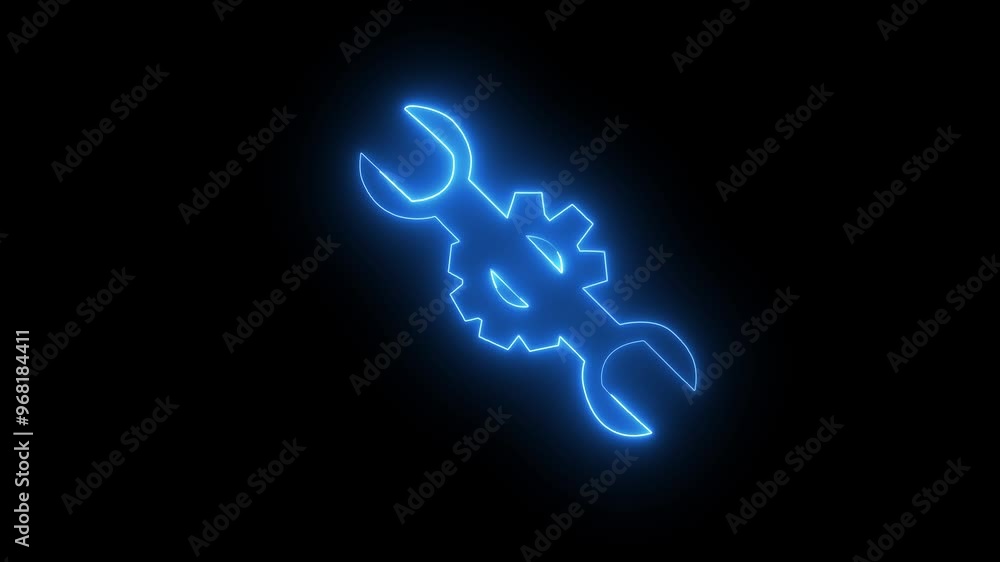 spinning gears icon animated with spinning gears icon animated. Technology setting icon concept Repair service icon, neon setting icon.