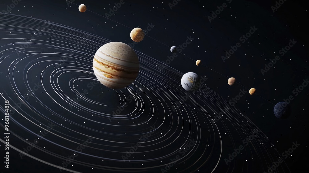 Solar System Planets Artwork - A Cosmic Dance of Orbital Paths Solar System Planets Artwork - A Cosmic Dance of Orbital Paths