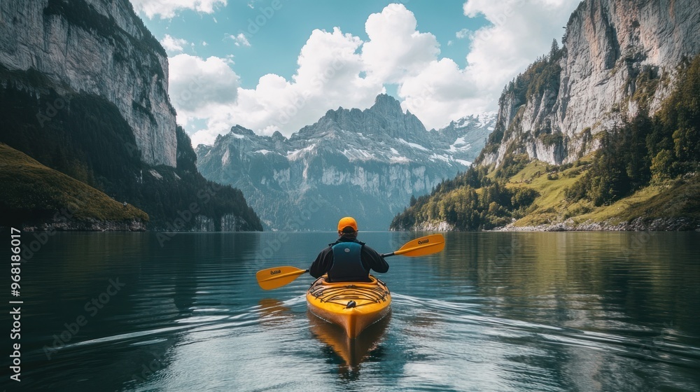 Kayaking Through Majestic Mountains Kayaking Through Majestic Mountains