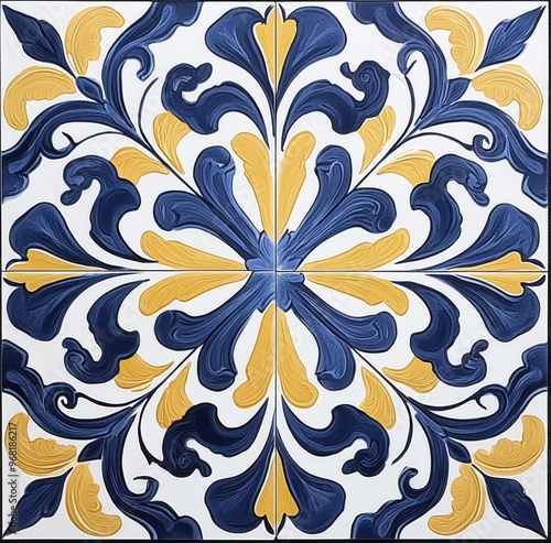 Classic Vietri tile from the Amalfi Coast, Italian, with lemons and decorations