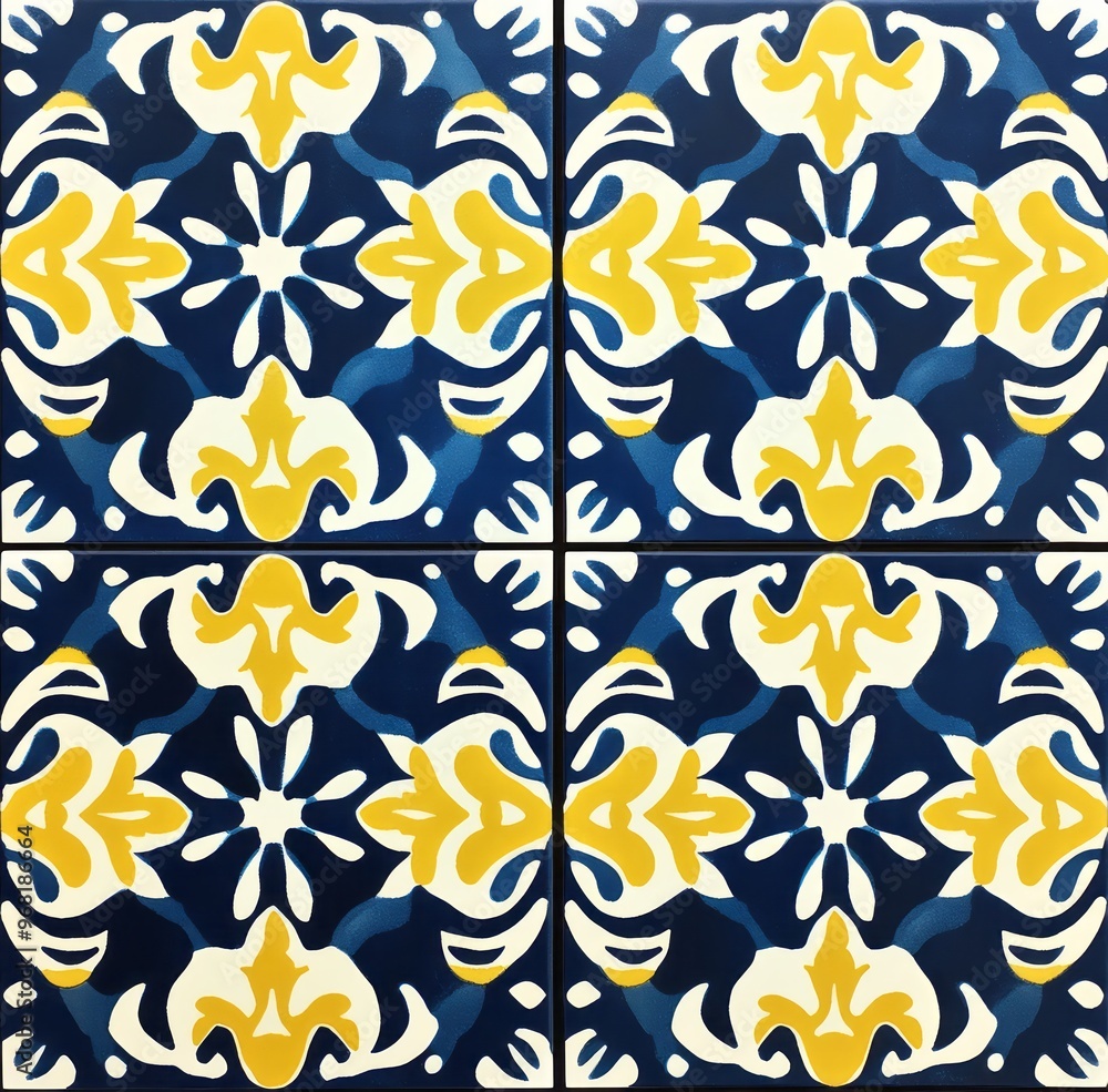 Classic Vietri tile from the Amalfi Coast, Italian, with lemons and decorations Classic Vietri tile from the Amalfi Coast, Italian, with lemons and decorations