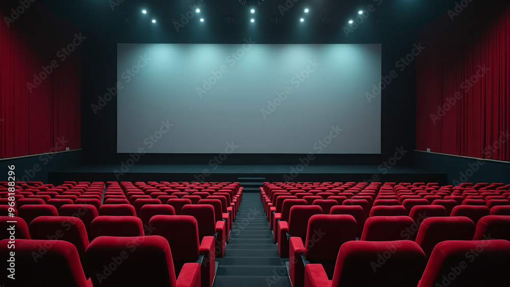Empty Movie Theater with Red Seats Empty Movie Theater with Red Seats