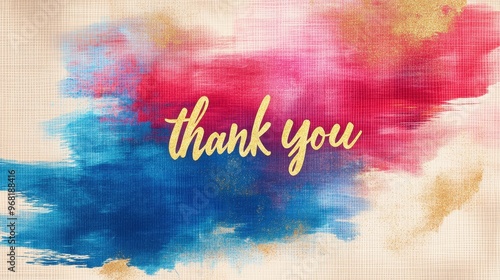 A striking abstract thank you design in watercolor, showcasing vibrant colors blending beautifully to convey appreciation photo