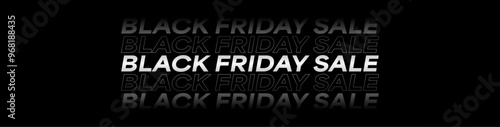 Black Friday typography banner. Black Friday modern text lettering illustration isolated on black background. Design template for Black Friday sale banner.	
