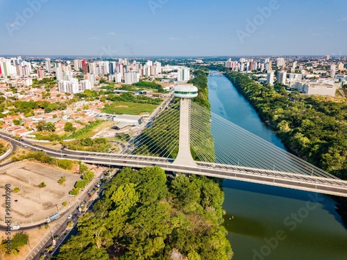 Teresina - Aerial view of the cable-stayed bridge and city photo