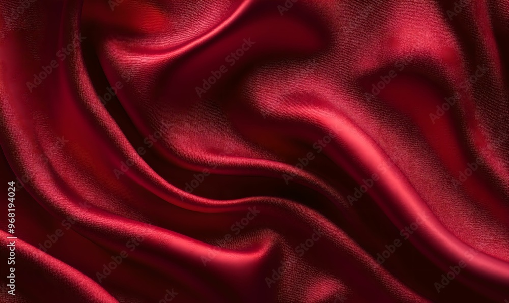 Fototapeta premium Coral cloth waves. Pink color fabric with soft waves. Abstract red fabric wavy folds. Modern luxury silk wave drapes background.