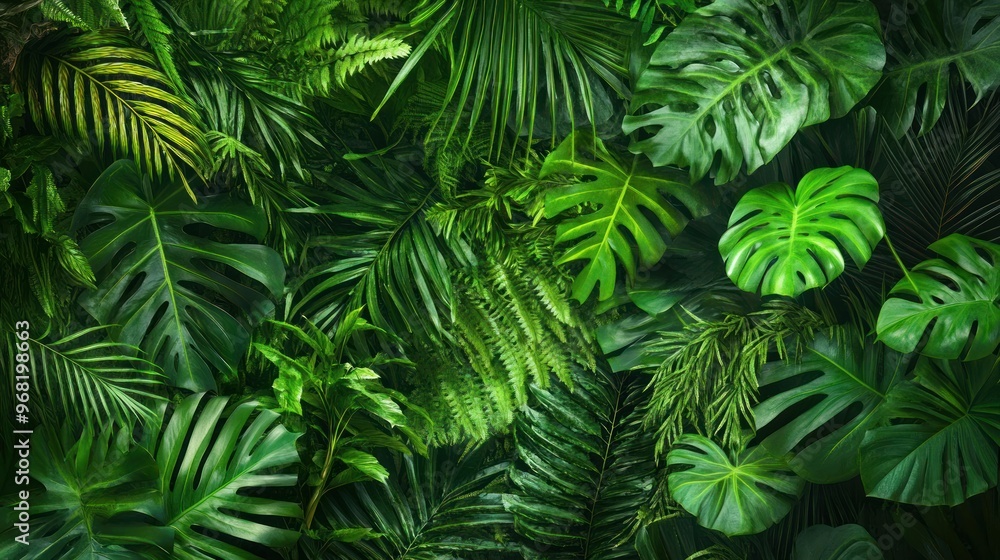 Fototapeta premium Tropical Green Foliage Background