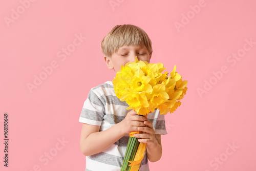 Cute little happy boy with ...