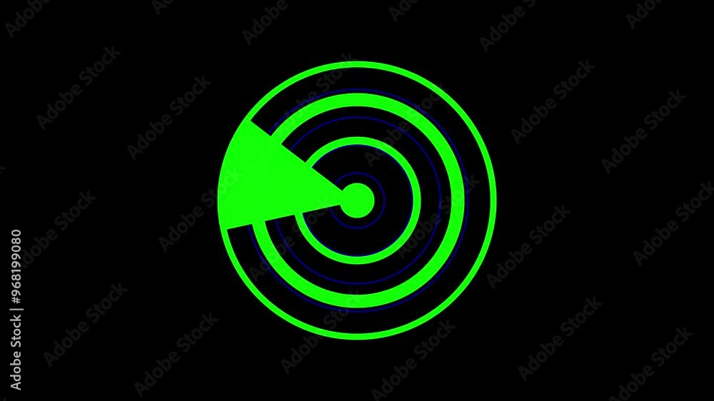 The bright green radar transmits radio waves, radial ultrasound on a black background, 4K video response, signal finding, and information support. The bright green radar transmits radio waves, radial ultrasound on a black background, 4K video response, signal finding, and information support.