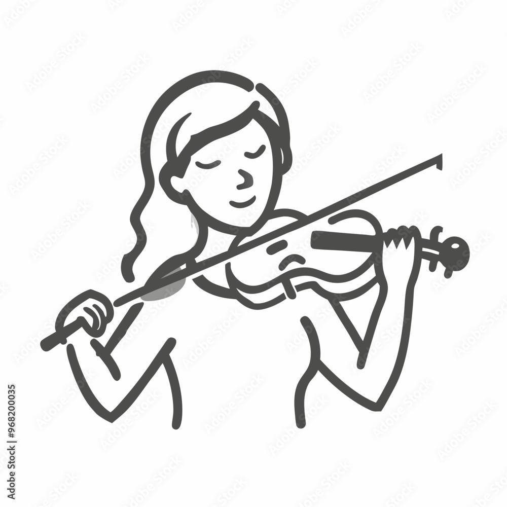 Young woman playing violin with passion on a simple background Young woman playing violin with passion on a simple background