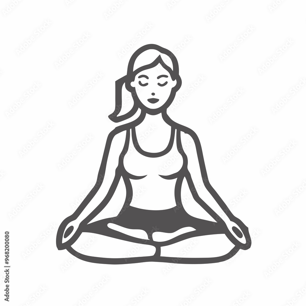 Calm woman practicing yoga in a meditative pose on a simple background Calm woman practicing yoga in a meditative pose on a simple background