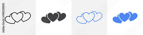 3 hearts icon vector set use for web ui or app