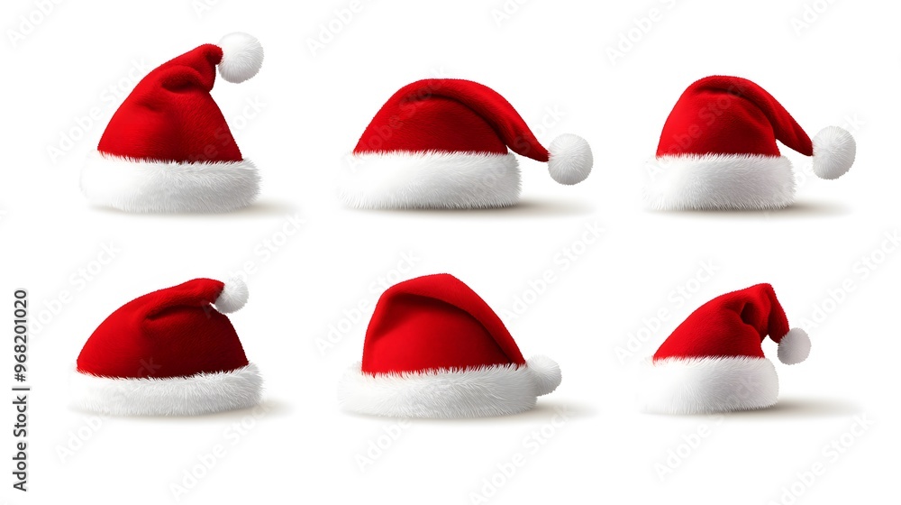 Set of Santa Claus Hats on White Background, Christmas, Nativity, Abstract Image, Texture, Pattern Background, Wallpaper, Cover and Screen of Smartphone, PC, Laptop, 9:16 and 16:9 Format Set of Santa Claus Hats on White Background, Christmas, Nativity, Abstract Image, Texture, Pattern Background, Wallpaper, Cover and Screen of Smartphone, PC, Laptop, 9:16 and 16:9 Format