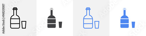 bottle and glass icon vector set use for web ui or app