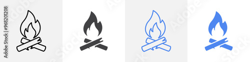 camp fire icon vector set use for web ui or app