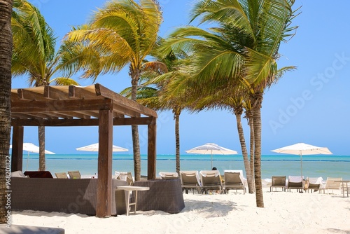 Beach resort sitting area cabanas